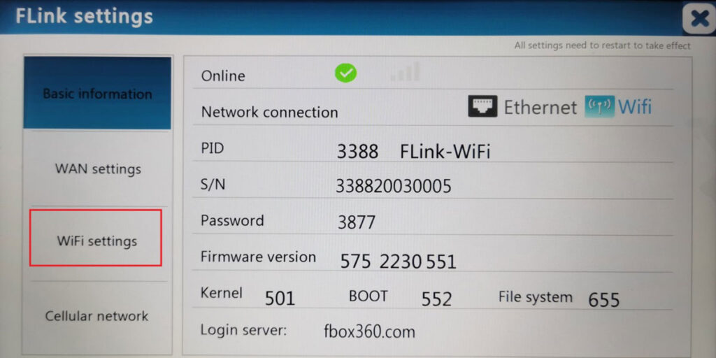 Flink-WiFi support remote monitoring & operation